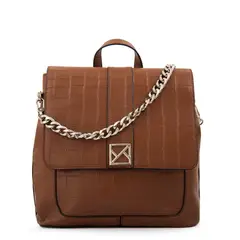 AMPHORA - Mochila con tapa romina mediana café