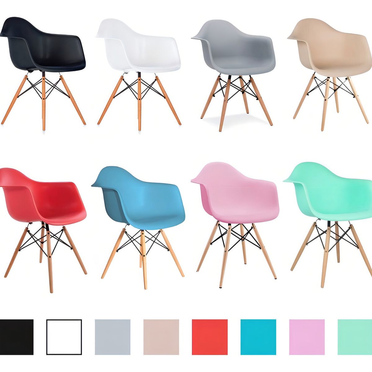 GENERICO - Silla Comedor Butaca Eames Bodega TFC Minimalista Estructura Negra