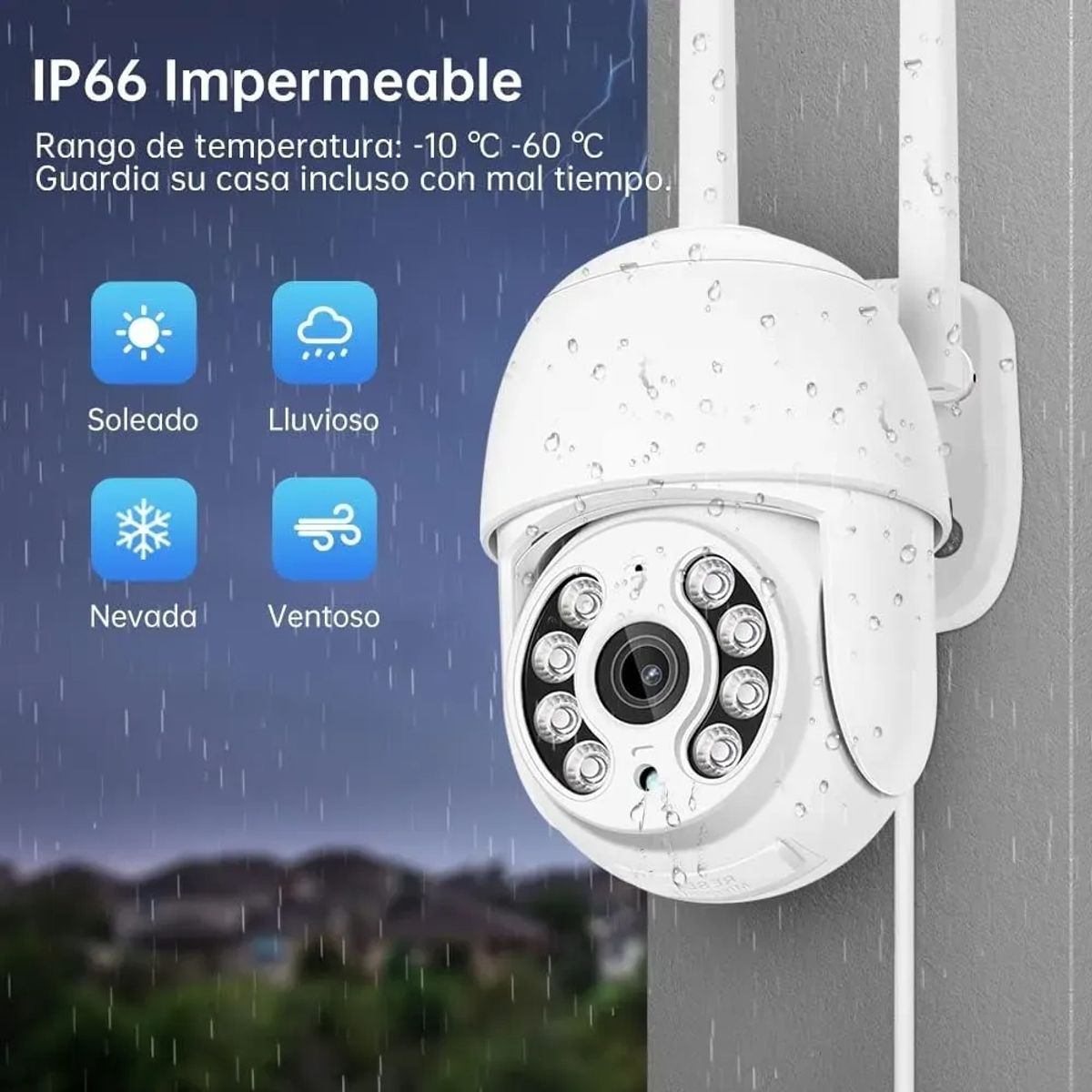 GENERICO - Camara Vigilancia Exterior Wifi Motorizada 360 Grados Ip Impermeable Vision Nocturna FIGOIMPORT