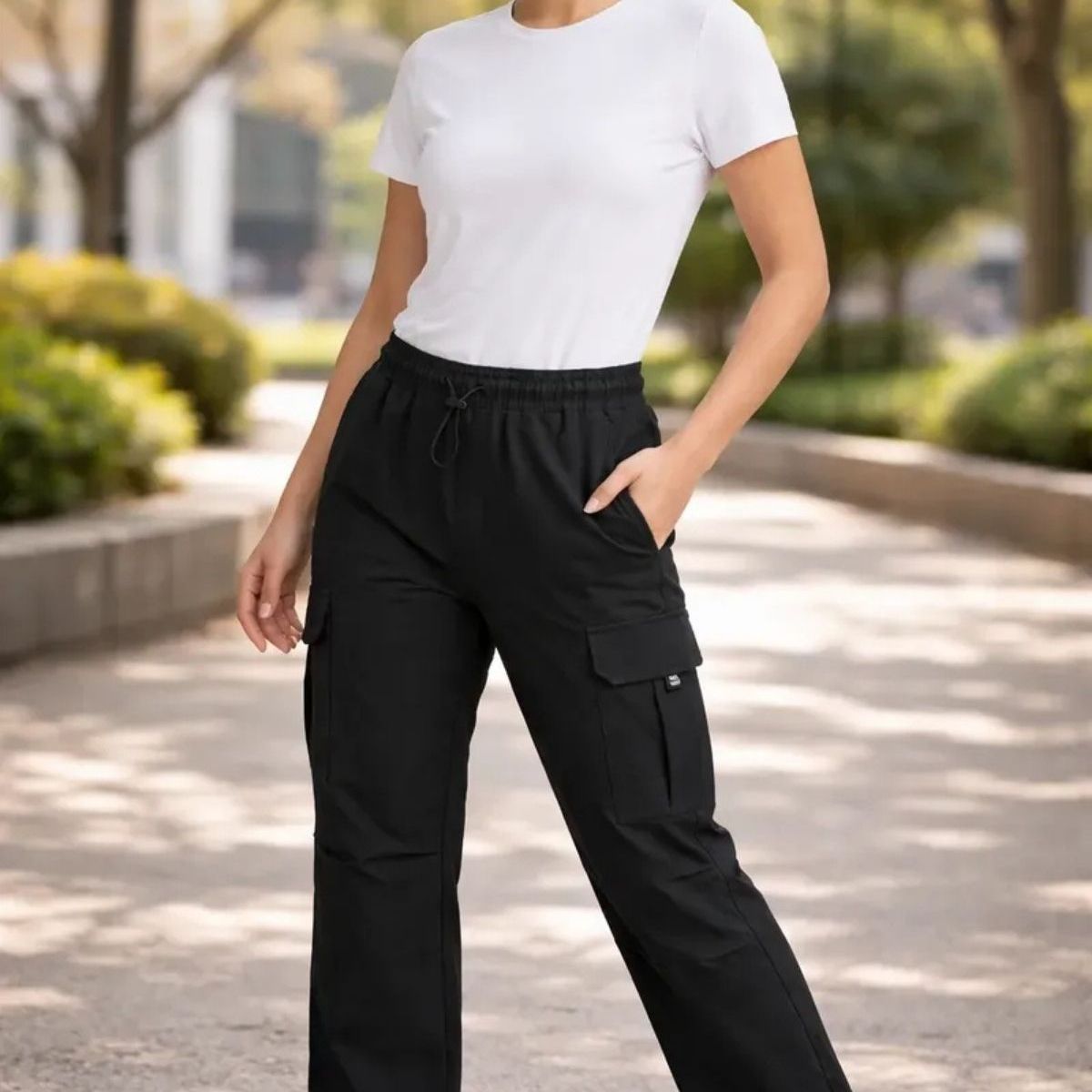 LOOK SHOP - Pantalón Cargo Verano Mujer.tela Secado Rápido Con Bolsillos 2609