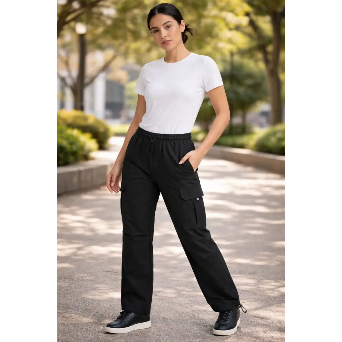 LOOK SHOP - Pantalón Cargo Verano Mujer.tela Secado Rápido Con Bolsillos 2609