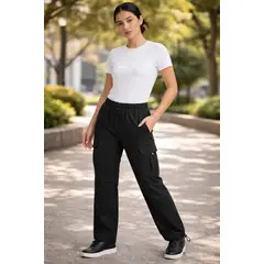 LOOK SHOP - Pantalón Cargo Verano Mujer.tela Secado Rápido Con Bolsillos 2609
