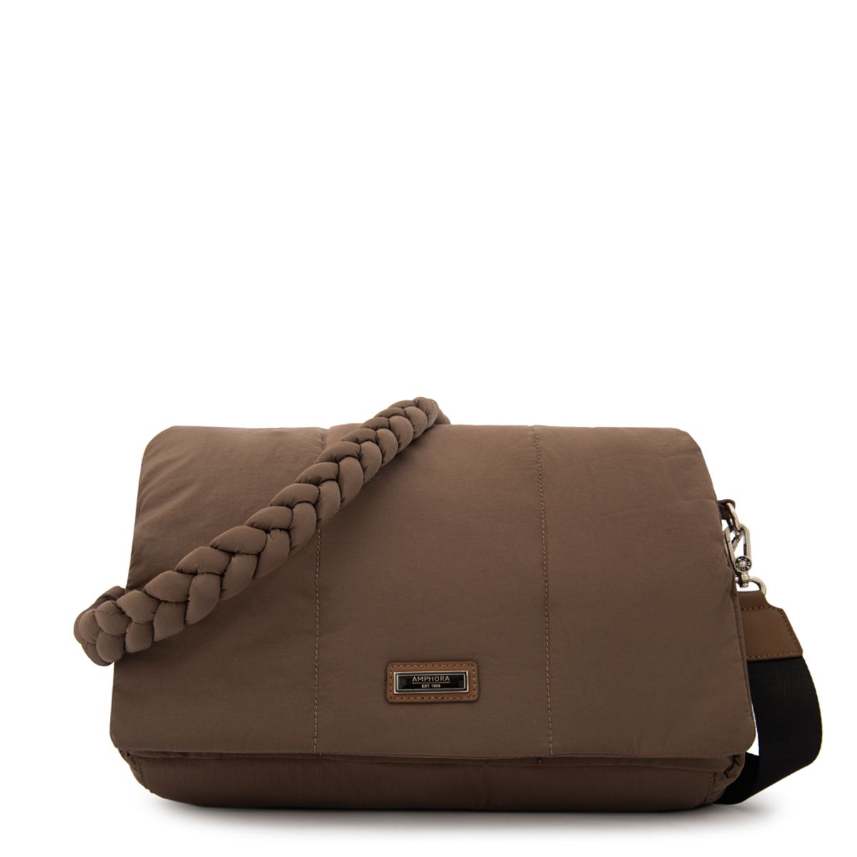 AMPHORA - Cartera bandolera con tapa trinity grande taupe oscuro