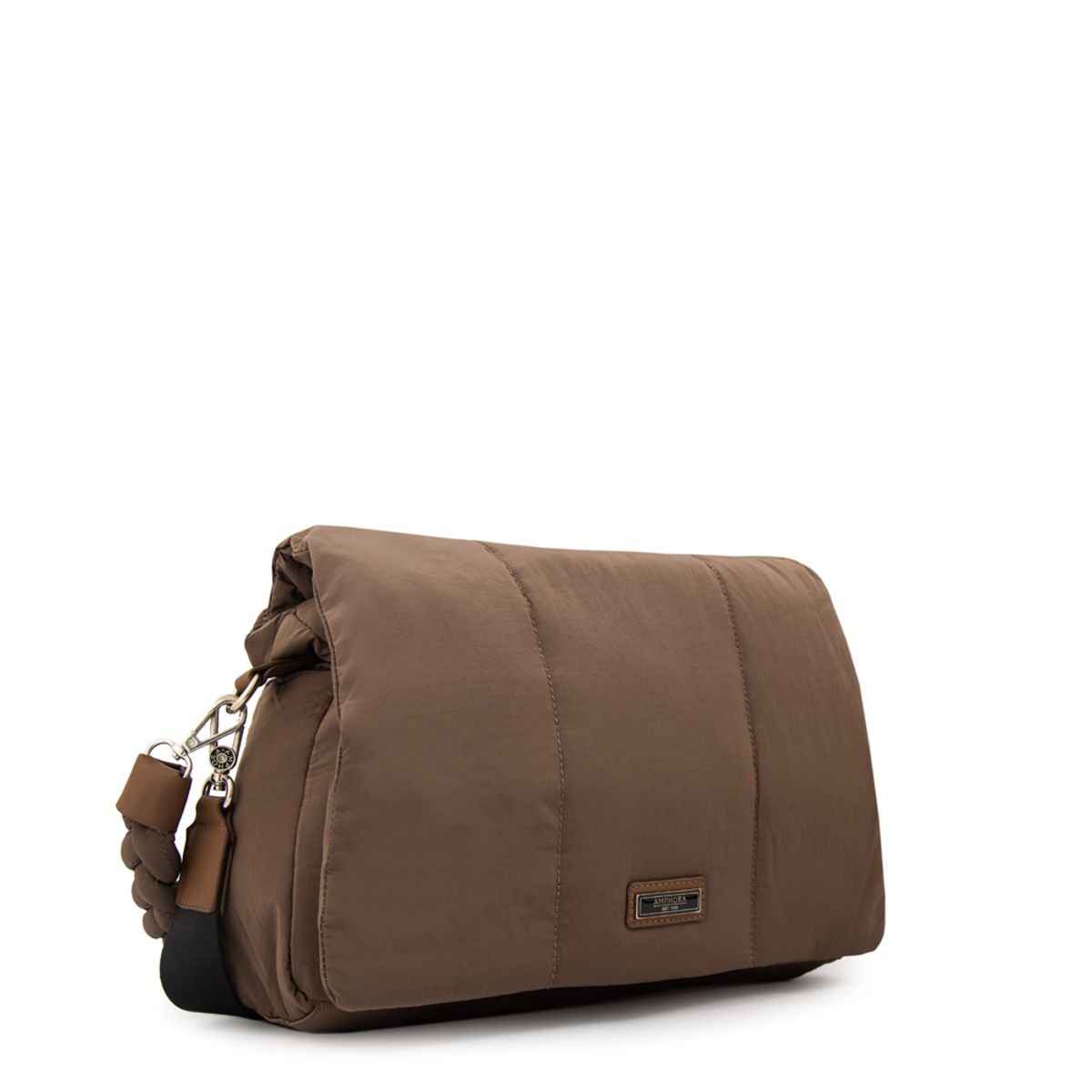 AMPHORA - Cartera bandolera con tapa trinity grande taupe oscuro