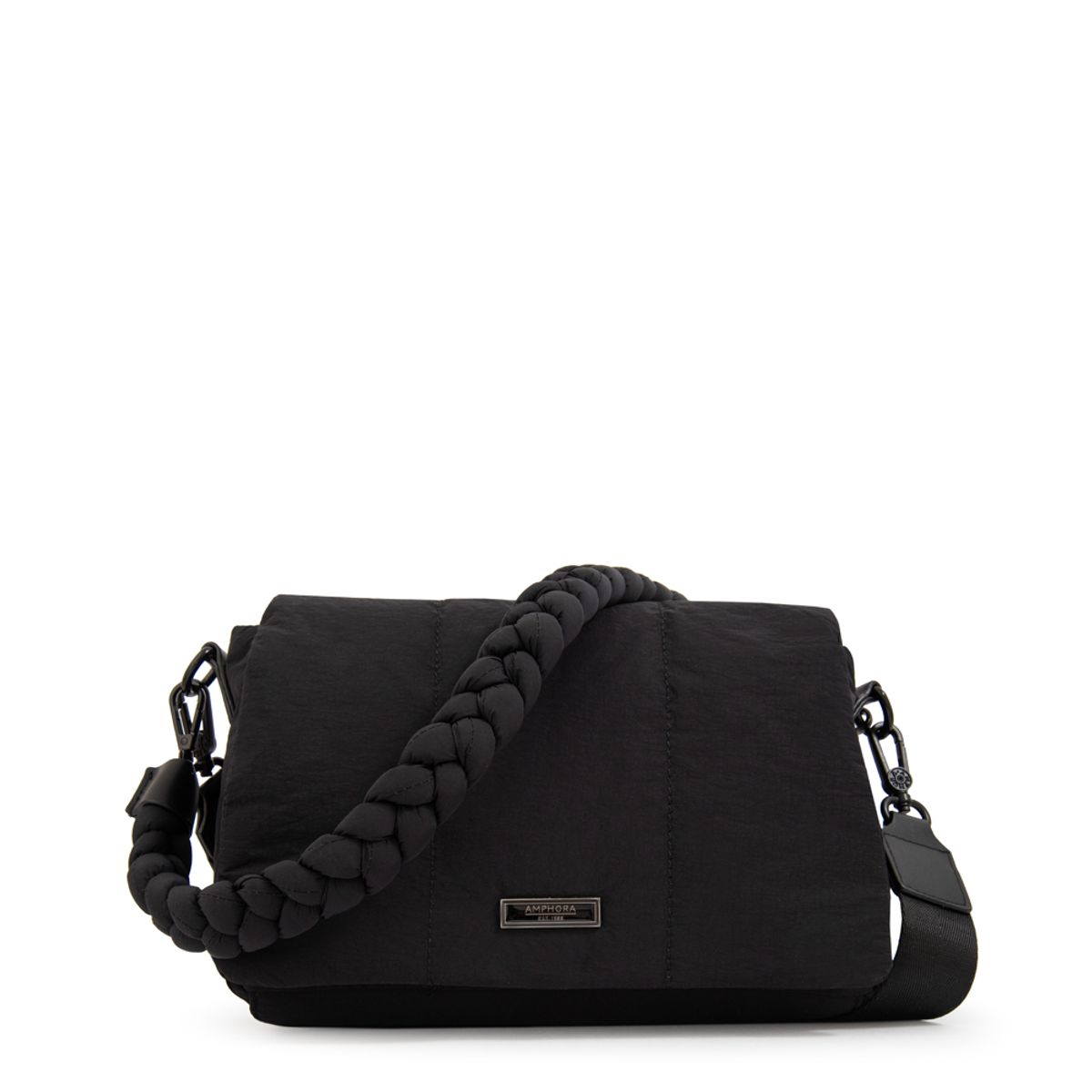 AMPHORA - Cartera bandolera con tapa trinity mediana negro