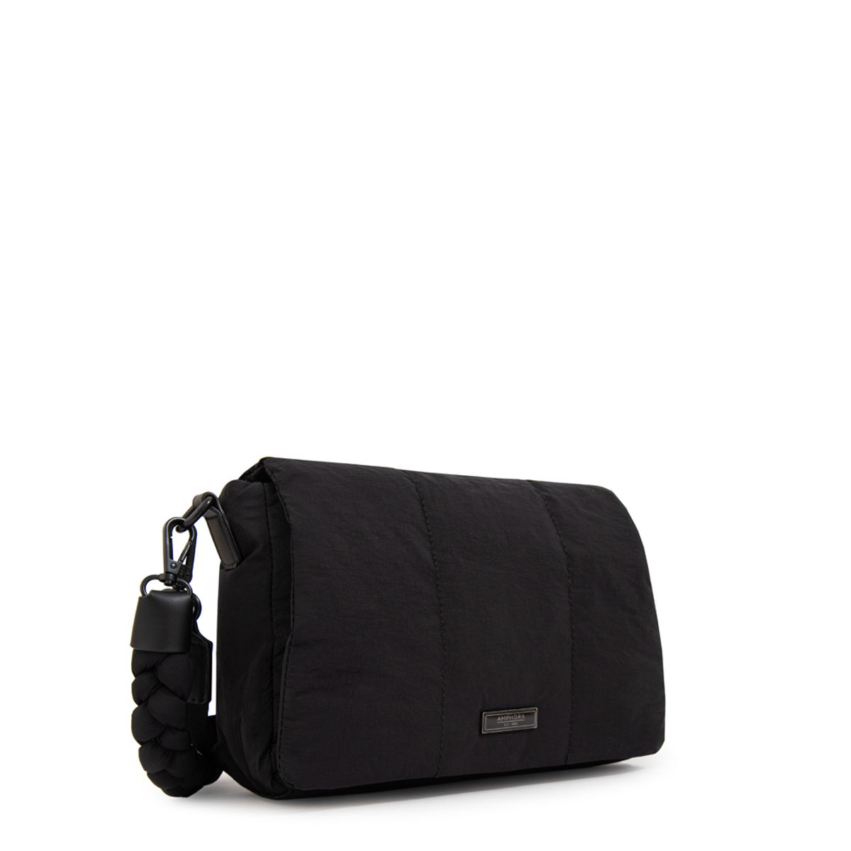 AMPHORA - Cartera bandolera con tapa trinity mediana negro