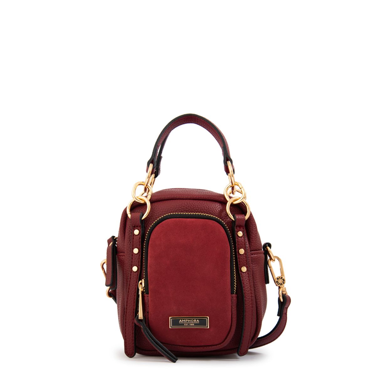 AMPHORA - Cartera bandolera con asas natacha rojo oscuro
