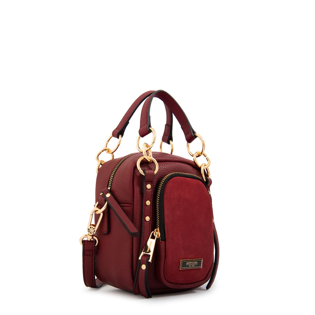 AMPHORA - Cartera bandolera con asas natacha rojo oscuro