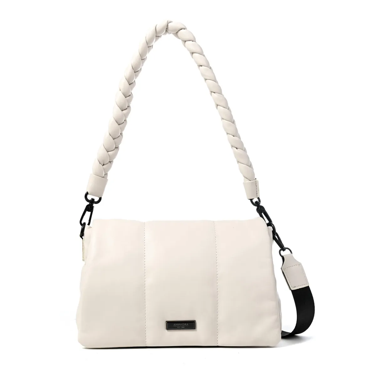 AMPHORA - Cartera bandolera con tapa trinity mediana blanco crudo