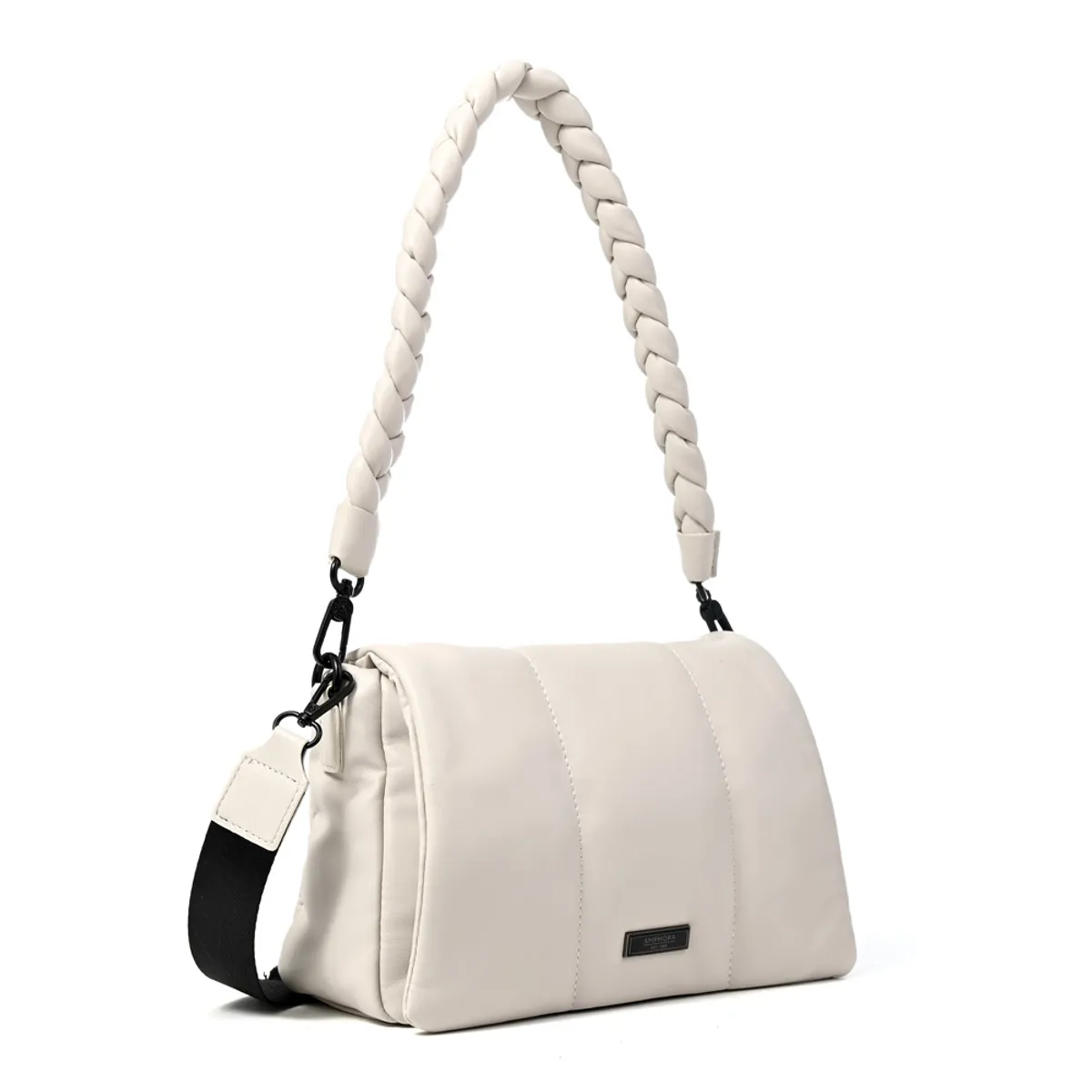 AMPHORA - Cartera bandolera con tapa trinity mediana blanco crudo