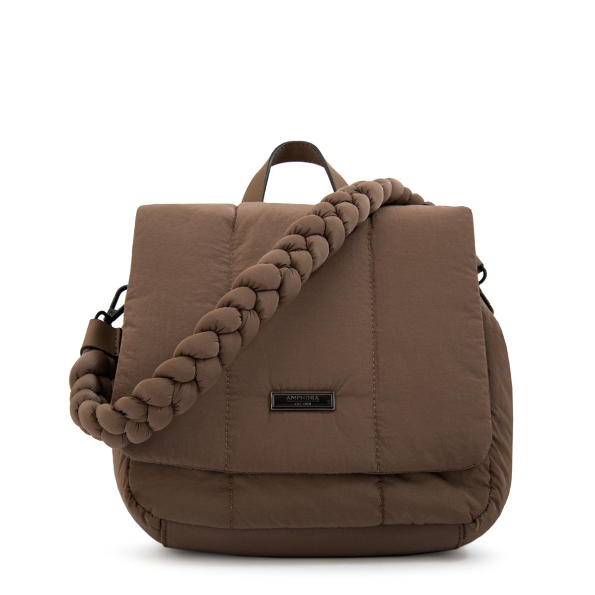 AMPHORA - Mochila con tapa trinity pequeña taupe oscuro