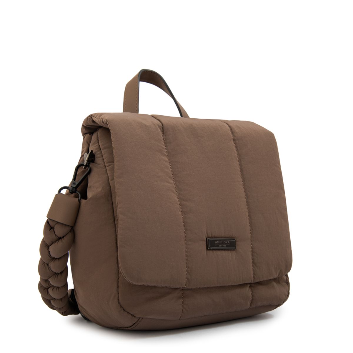 AMPHORA - Mochila con tapa trinity pequeña taupe oscuro