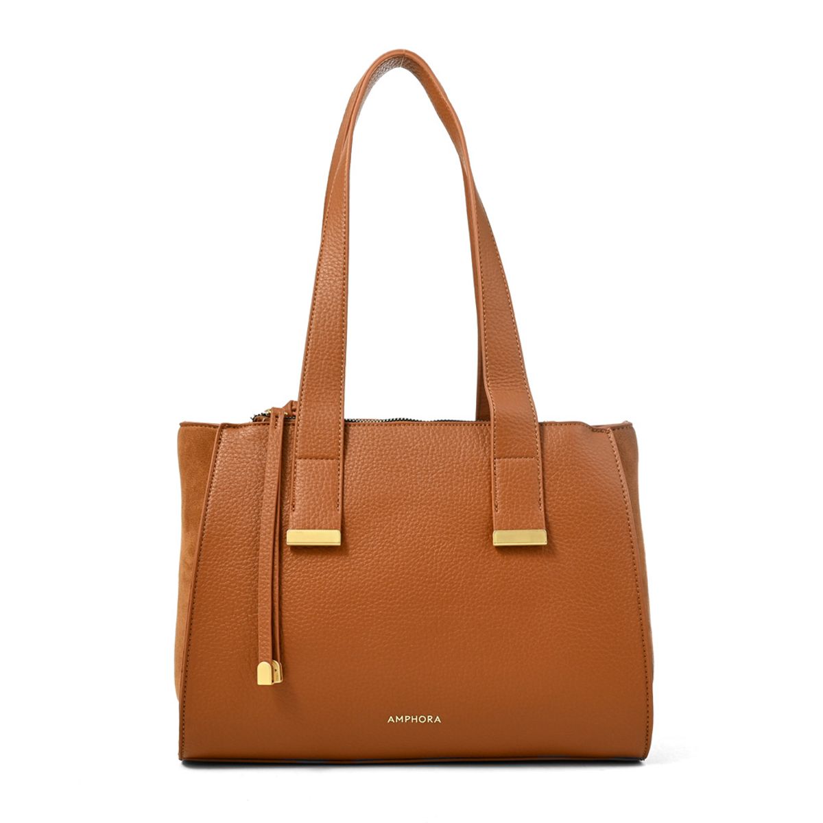 AMPHORA - Cartera tote tres divisiones belinda mediana camel
