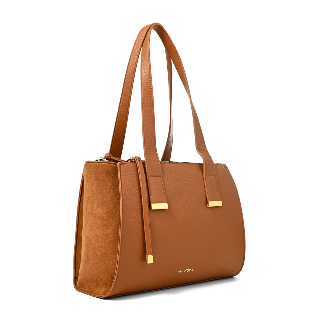 AMPHORA - Cartera tote tres divisiones belinda mediana camel