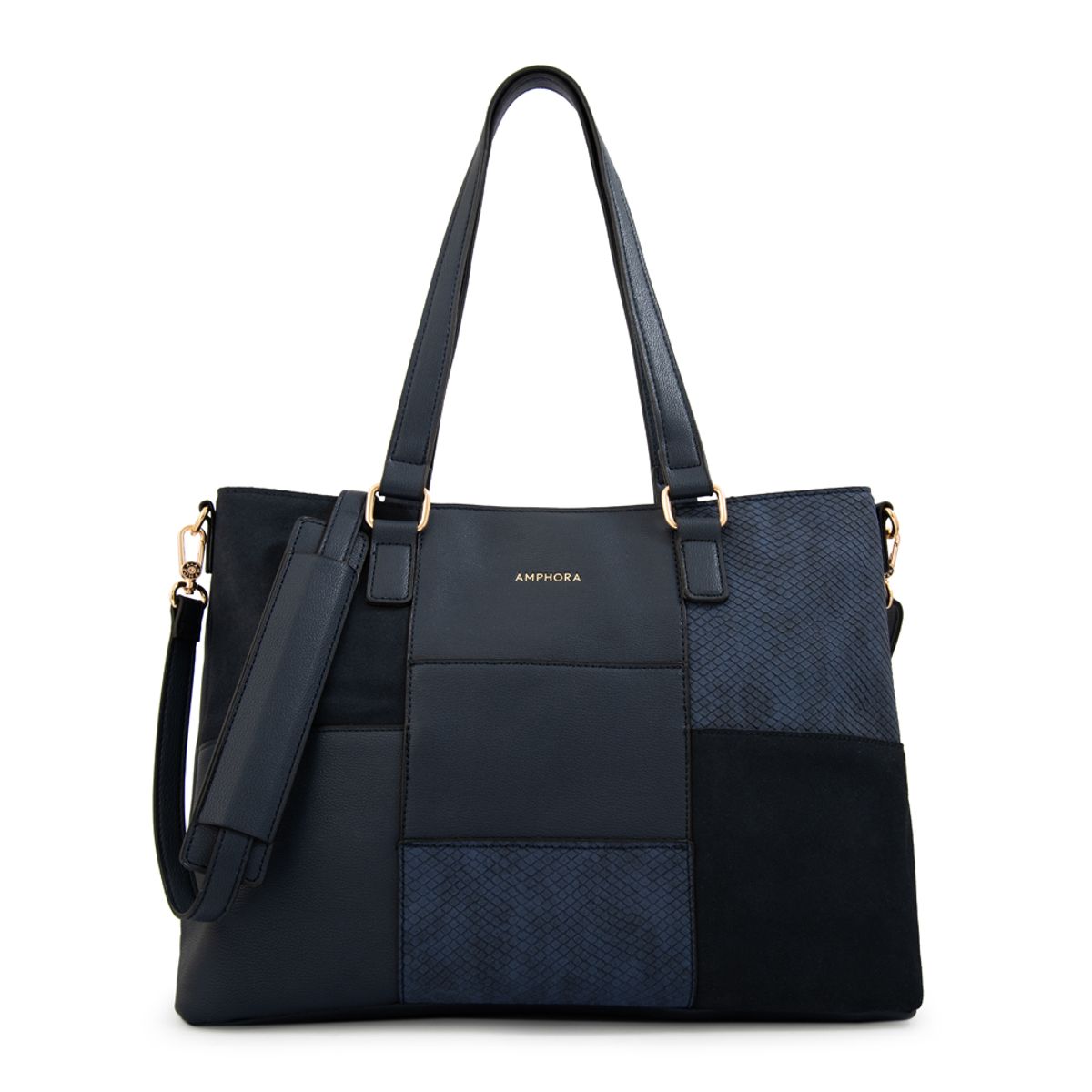 AMPHORA - Cartera tote tres divisiones daranita mediana azul oscuro
