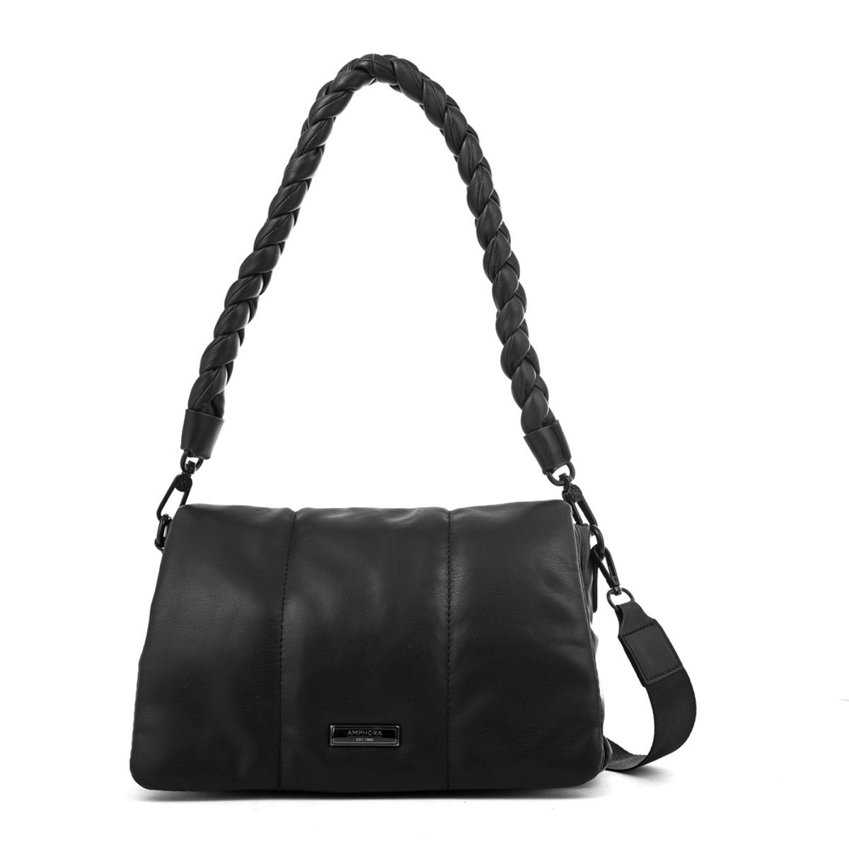 AMPHORA - Cartera bandolera con tapa trinity mediana negro