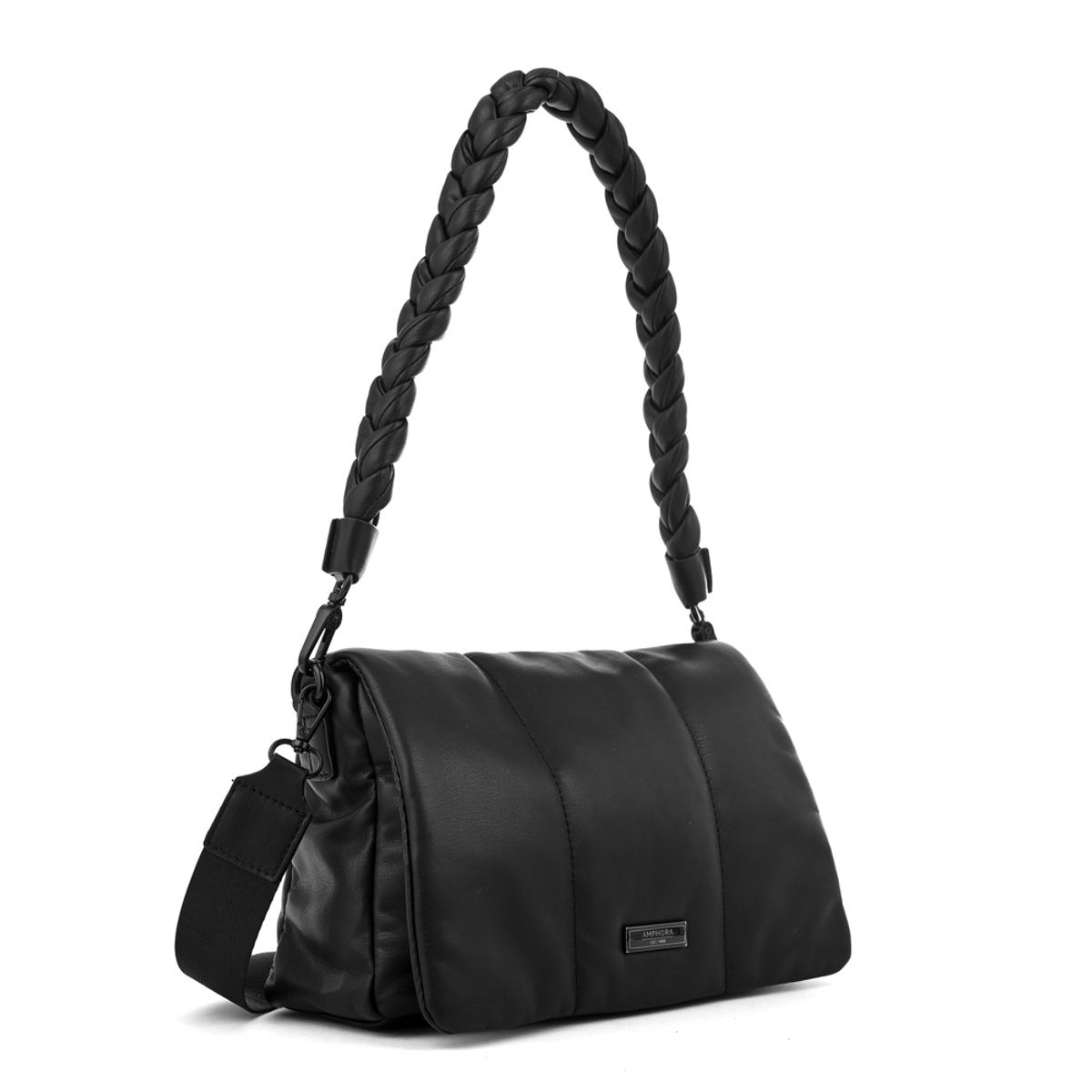 AMPHORA - Cartera bandolera con tapa trinity mediana negro