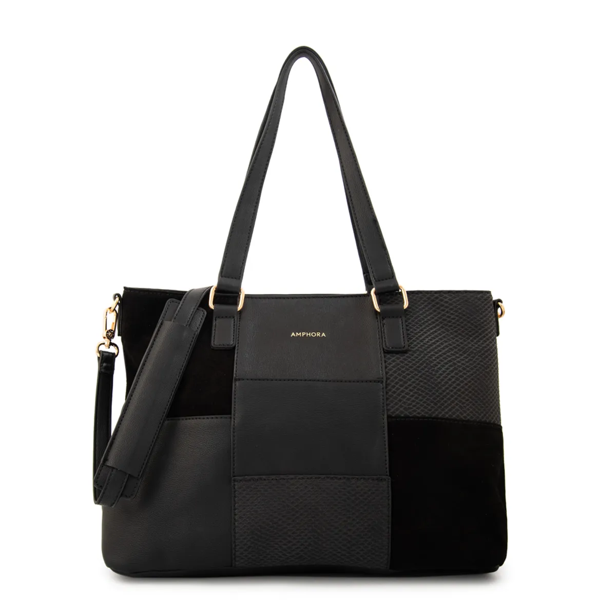 AMPHORA - Cartera tote tres divisiones daranita mediana negro
