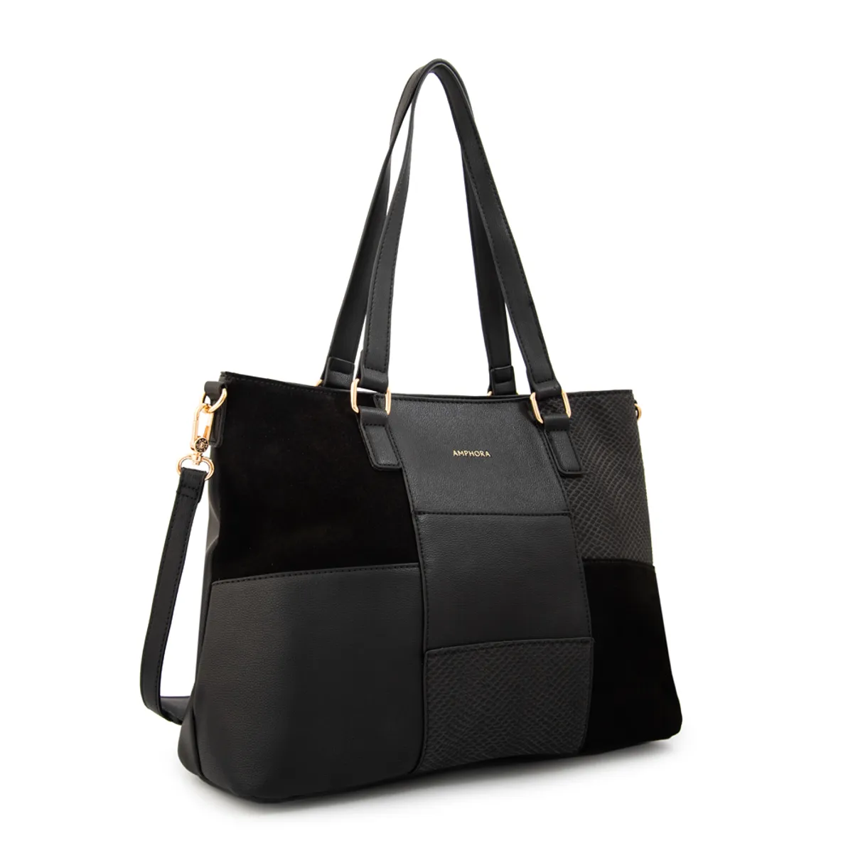 AMPHORA - Cartera tote tres divisiones daranita mediana negro