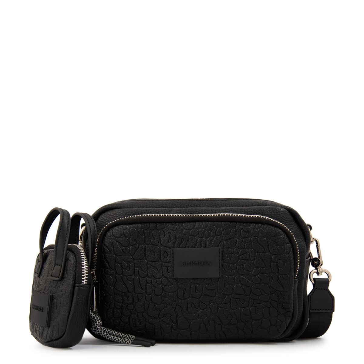AMPHORA - Cartera bandolera exotic mediana negro especial