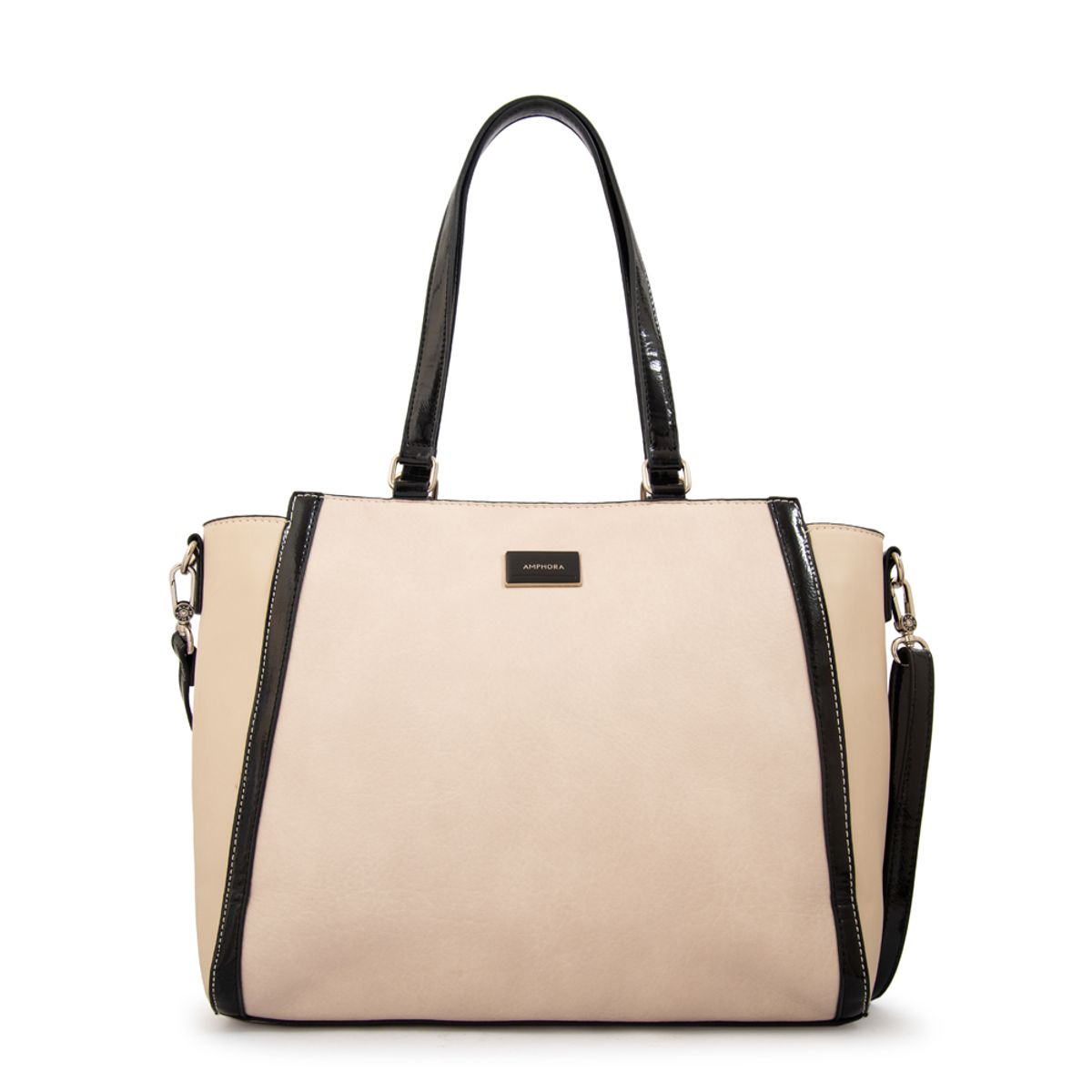 AMPHORA - Cartera tote porta notebook rachel mediana blanco crudo