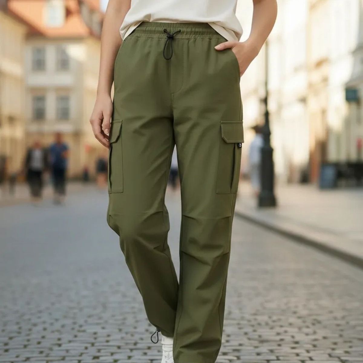 LOOK SHOP - Pantalón Cargo Verano Mujer.tela Secado Rápido Con Bolsillos 2609