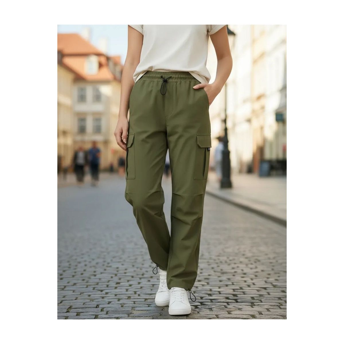 LOOK SHOP - Pantalón Cargo Verano Mujer.tela Secado Rápido Con Bolsillos 2609