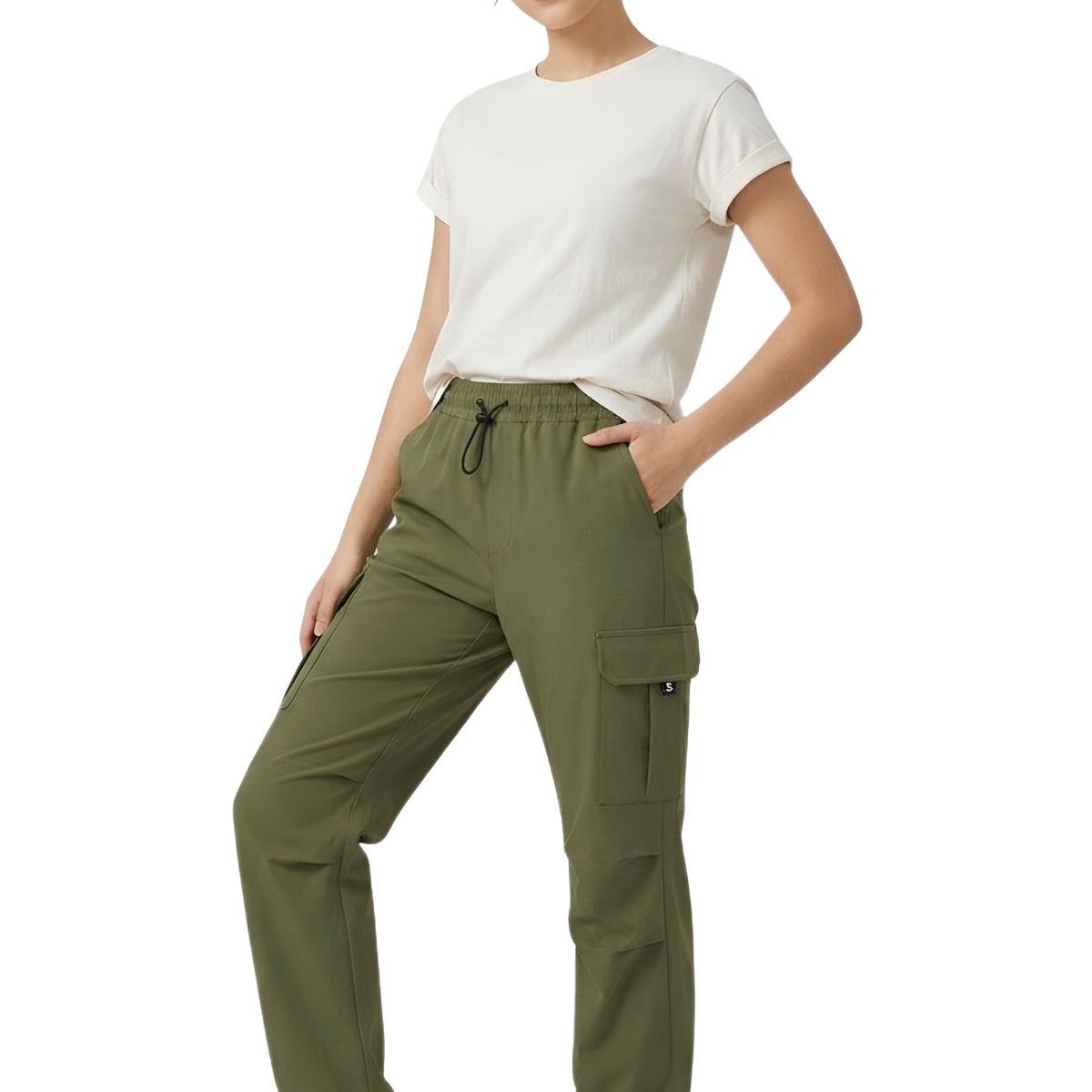 LOOK SHOP - Pantalón Cargo Verano Mujer.tela Secado Rápido Con Bolsillos 2609