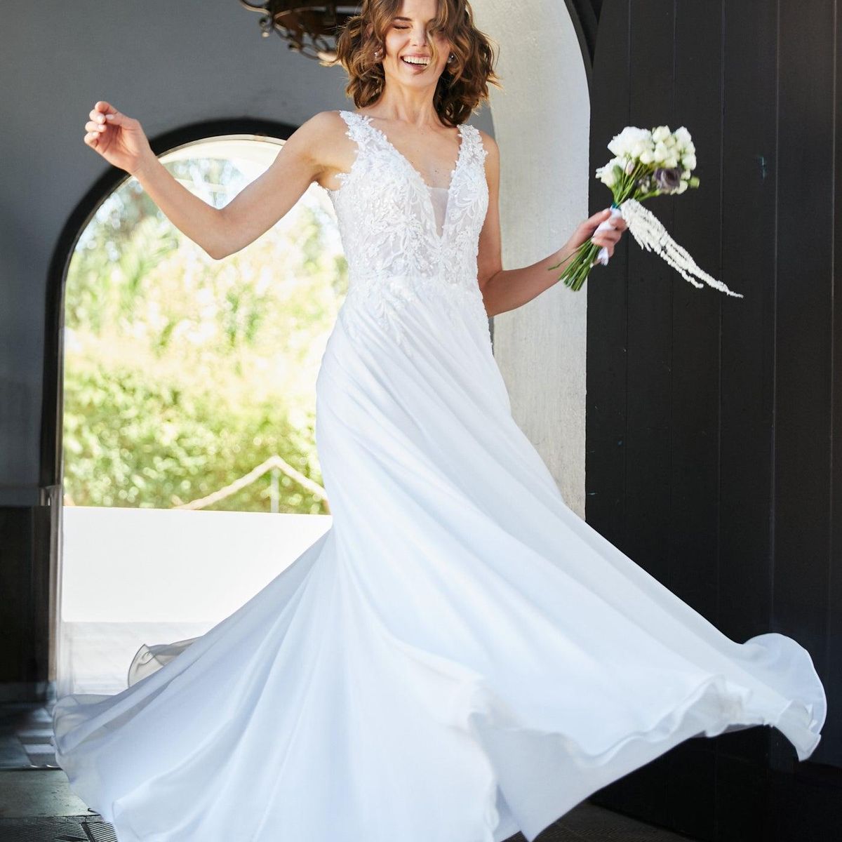 MI PLACARD - Vestido Largo de Novia Elan Gasa Ivory
