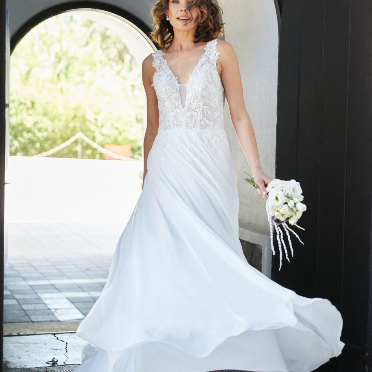 MI PLACARD - Vestido Largo de Novia Elan Gasa Ivory
