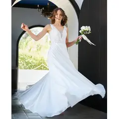 MI PLACARD - Vestido Largo de Novia Elan Gasa Ivory