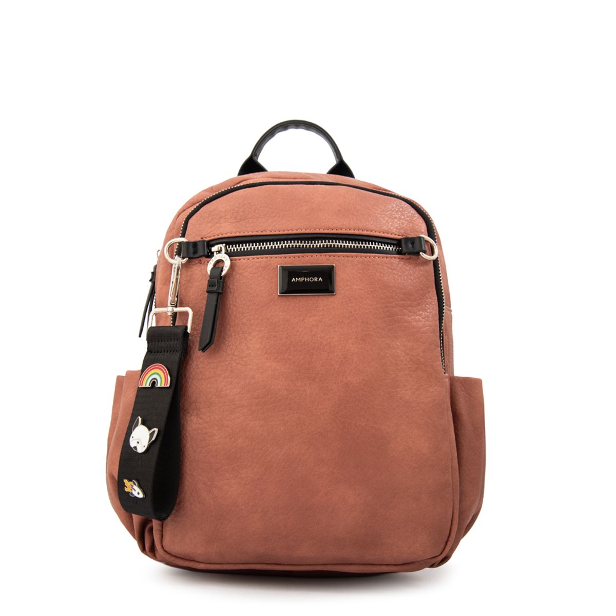 AMPHORA - Mochila charlene mediana rosa viejo