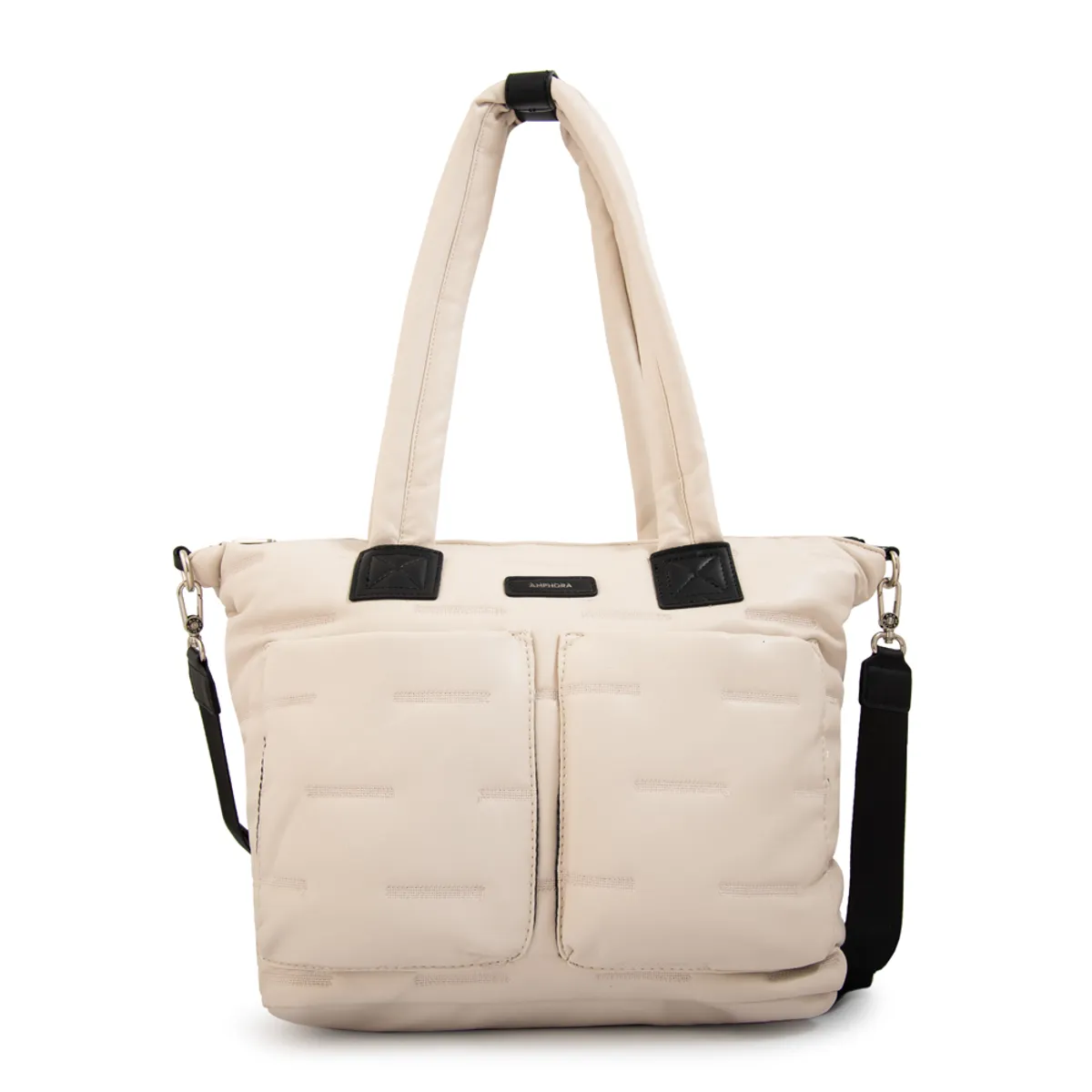 AMPHORA - Cartera tote porta notebook hana blanco crudo