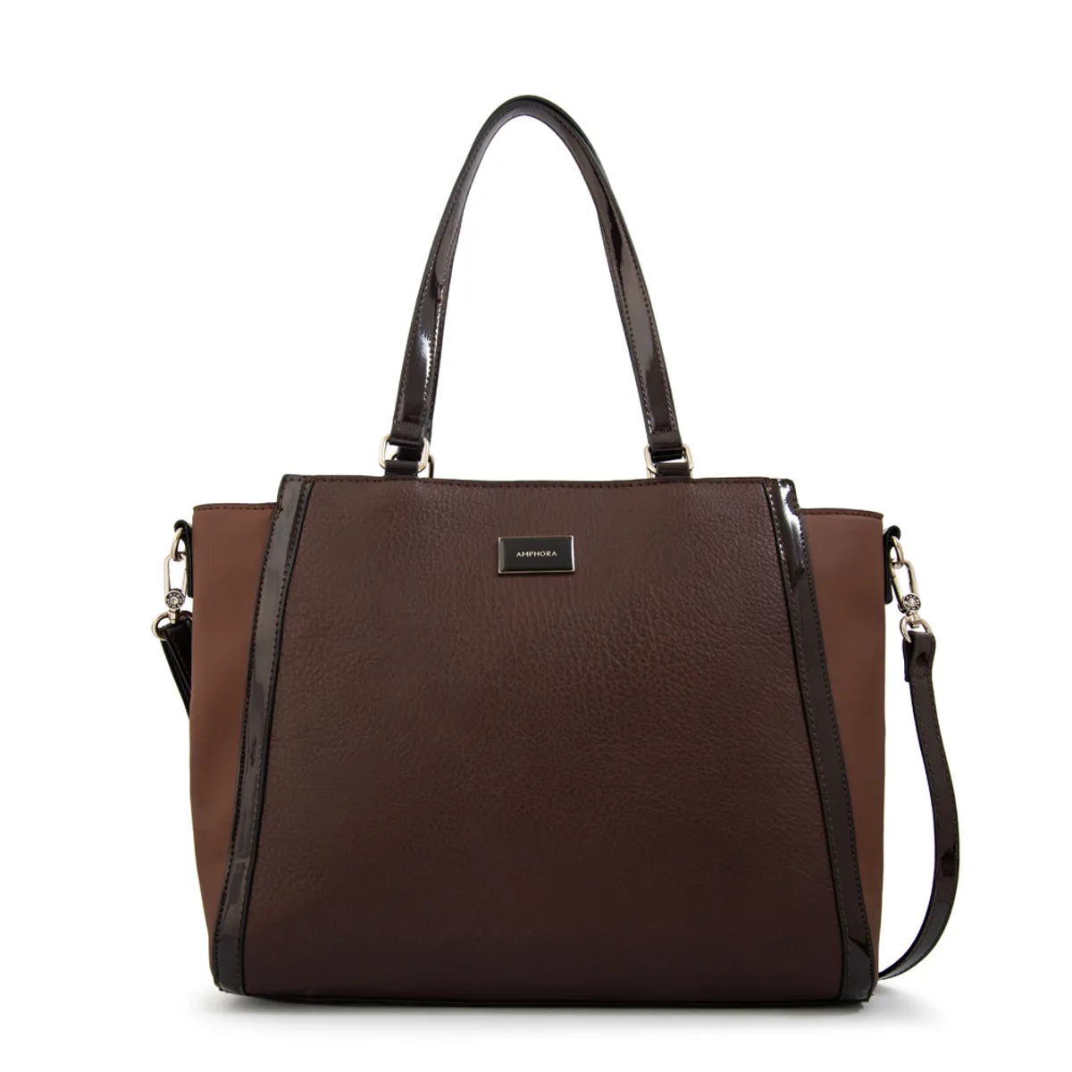 AMPHORA - Cartera tote porta notebook rachel mediana café oscuro
