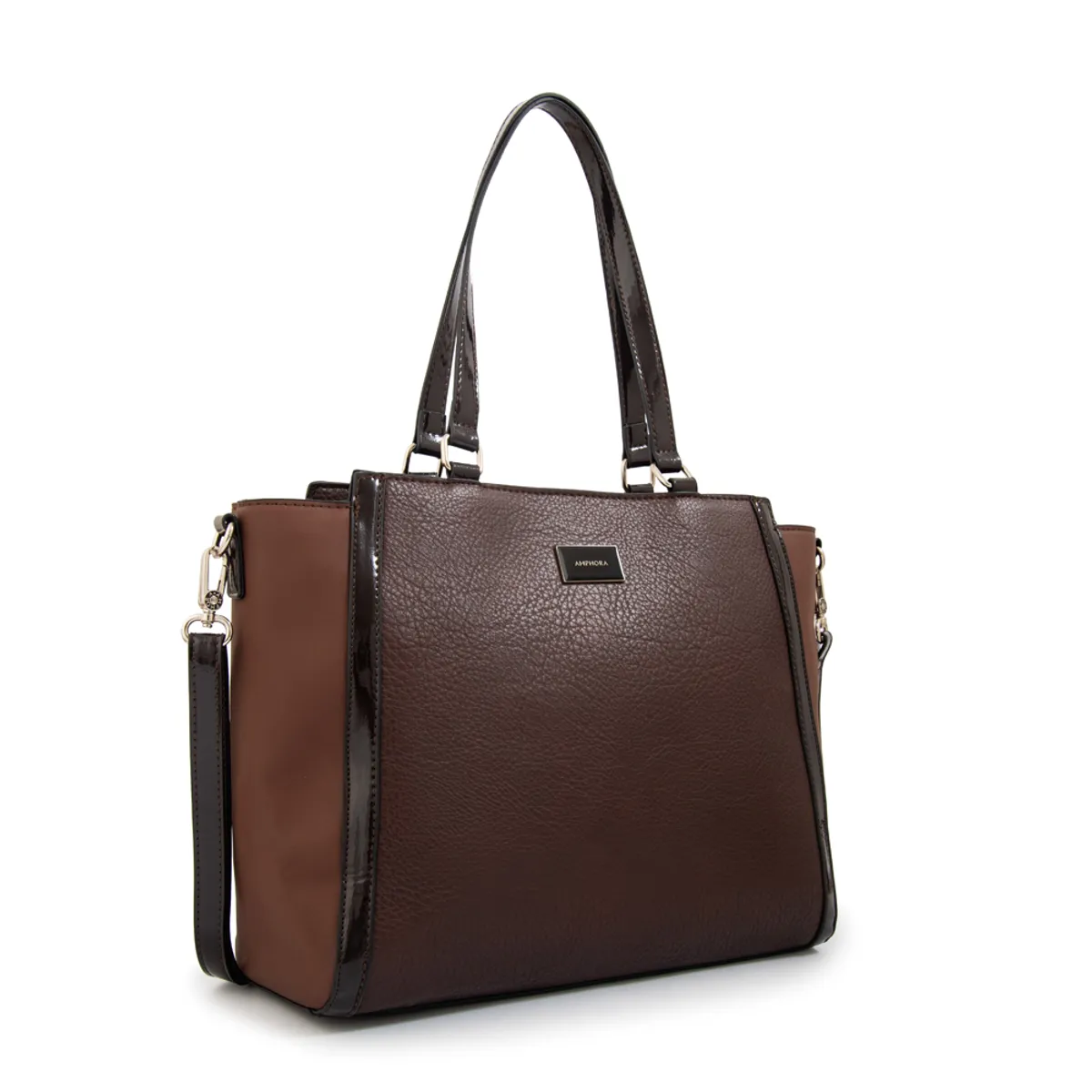 AMPHORA - Cartera tote porta notebook rachel mediana café oscuro