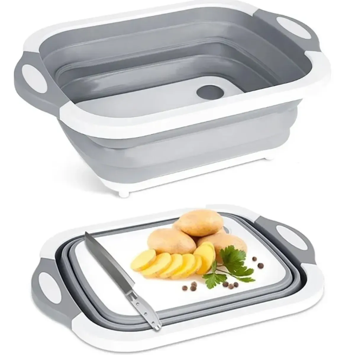 GENERICO - Tabla De Cortar 3 En 1 De Silicona Plegable Drenaje Cocina