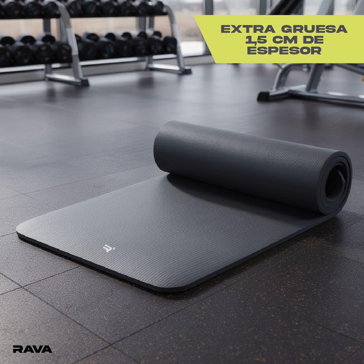 RAVA - Training Mat Colchoneta Yoga Ejercicio Gris 15mm Rava