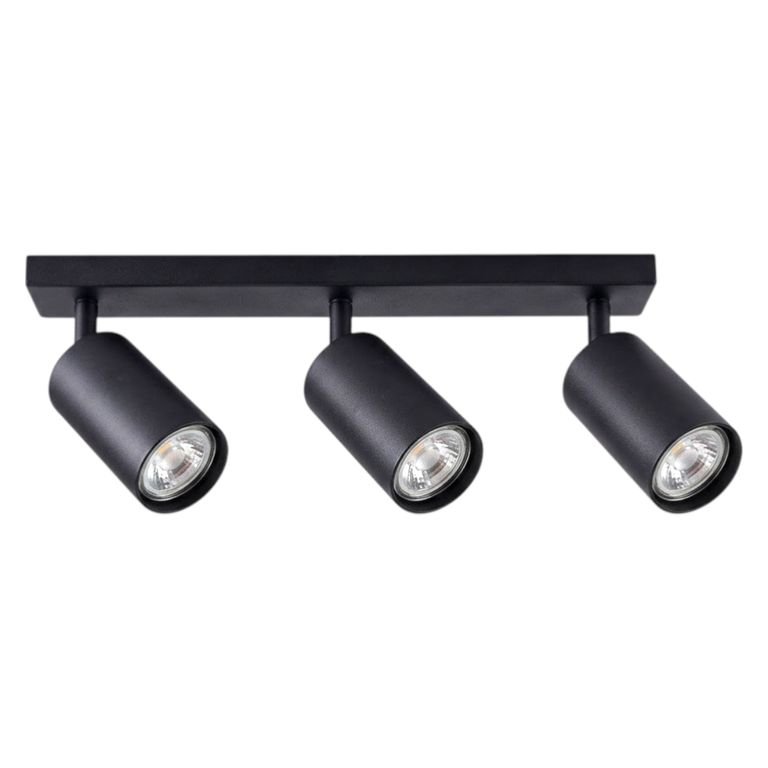 Aplique 3 Foco Cilindro Negro 7W Luz Neutra