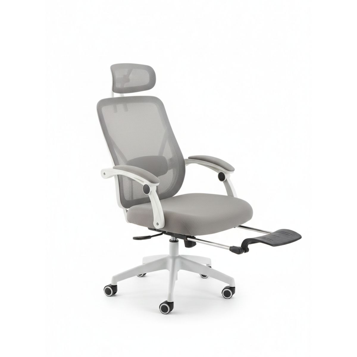 GENERICO - Silla Ergonómica Reclinable con Reposapiés Soporte Lumbar Gris
