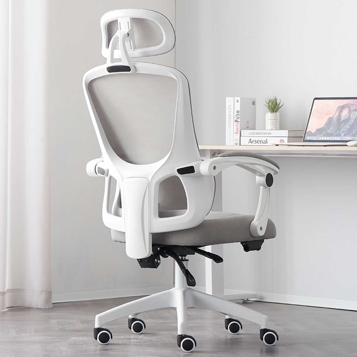 GENERICO - Silla Ergonómica Reclinable con Reposapiés Soporte Lumbar Gris