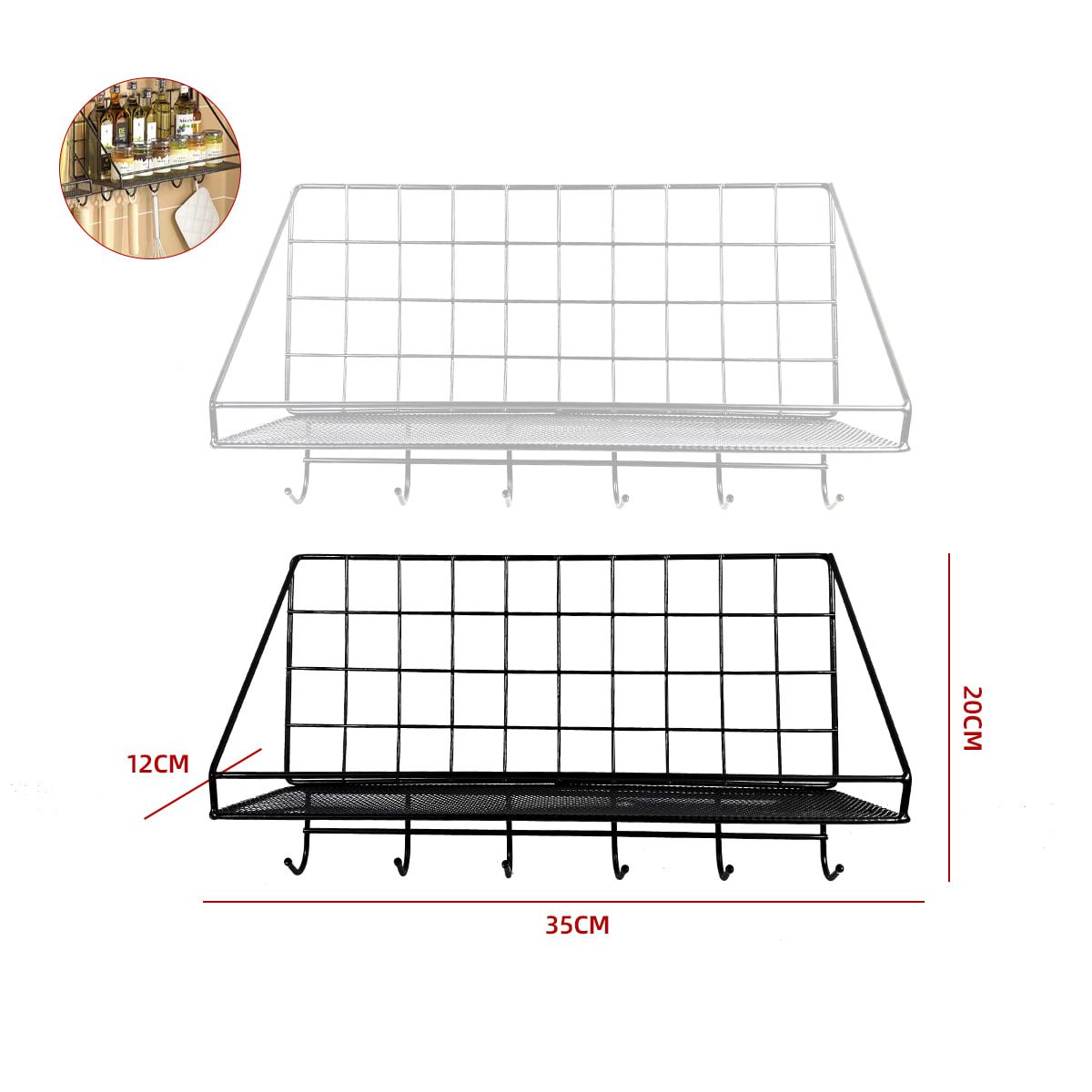 GENERICO - Estante Metalico Organizador Cocina Con Ganchos Ahorra Espacio