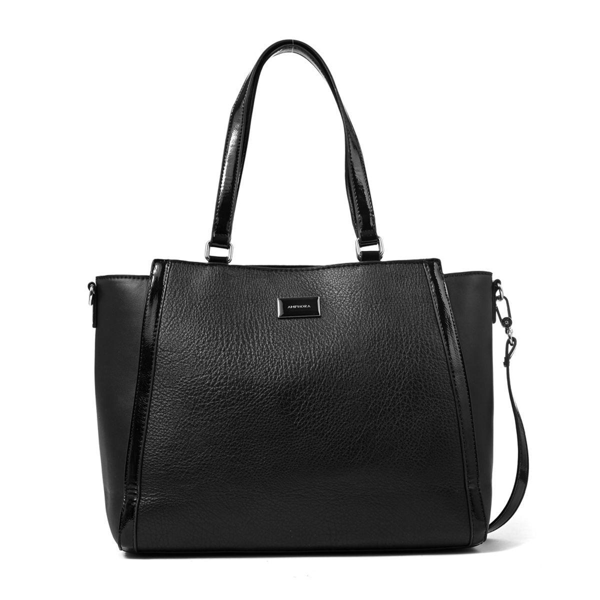 AMPHORA - Cartera tote porta notebook rachel mediana negro