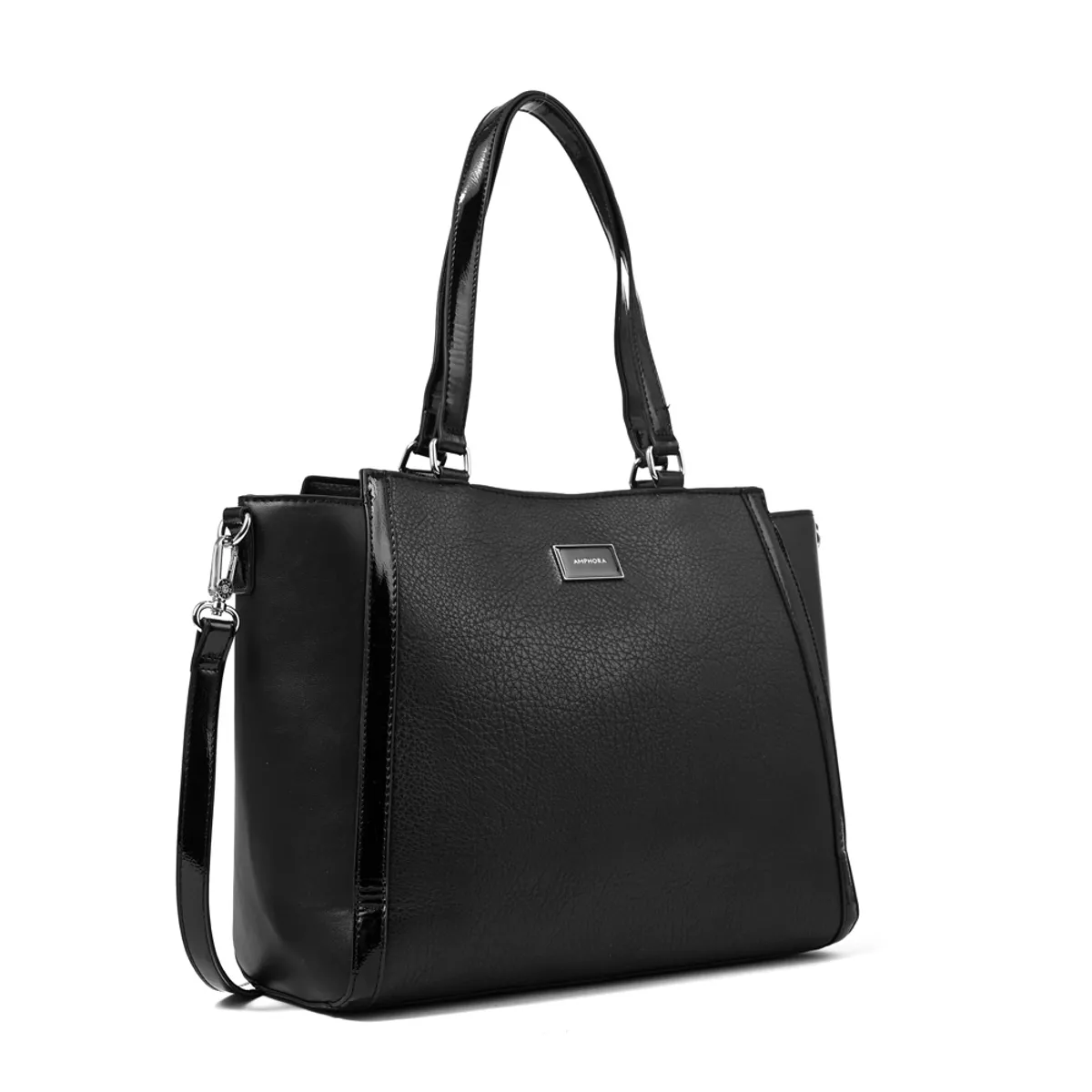 AMPHORA - Cartera tote porta notebook rachel mediana negro
