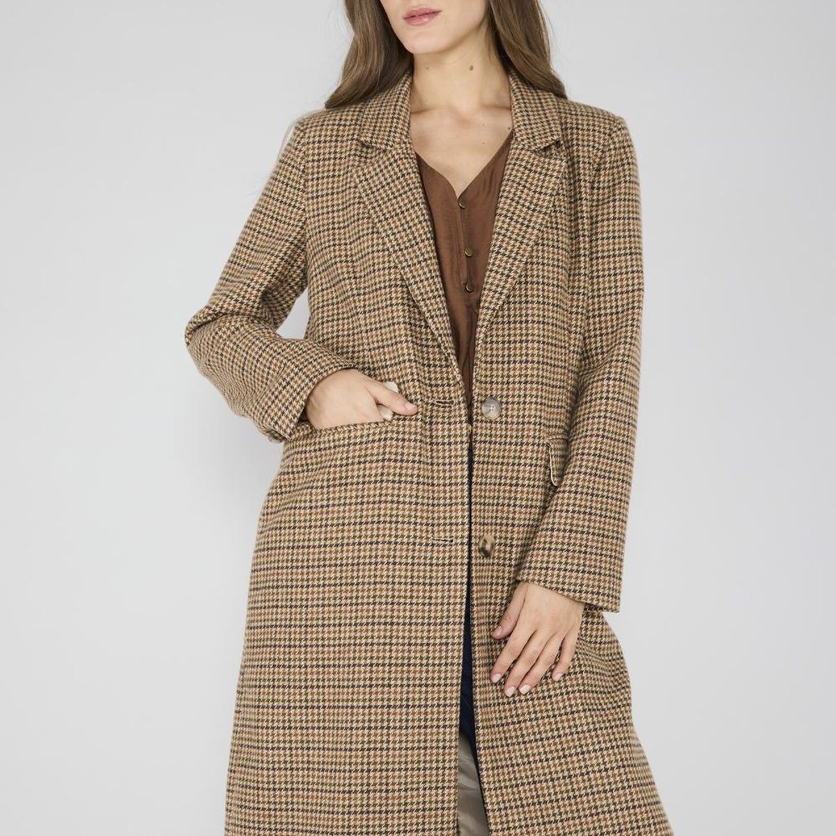 ECLIPSE - Abrigo Tweed Jacinta Café