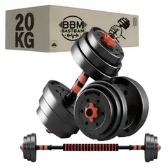 GENERICO - Set Mancuernas 20 Kg Barra Armable Ajustable Negro
