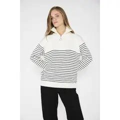 ECLIPSE - Sweater Rayas Renata Crudo/Negro