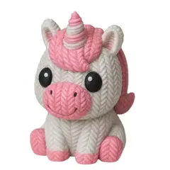 GENERICO - Figura Decoración- Unicornio de Punto Blanco con Rosa