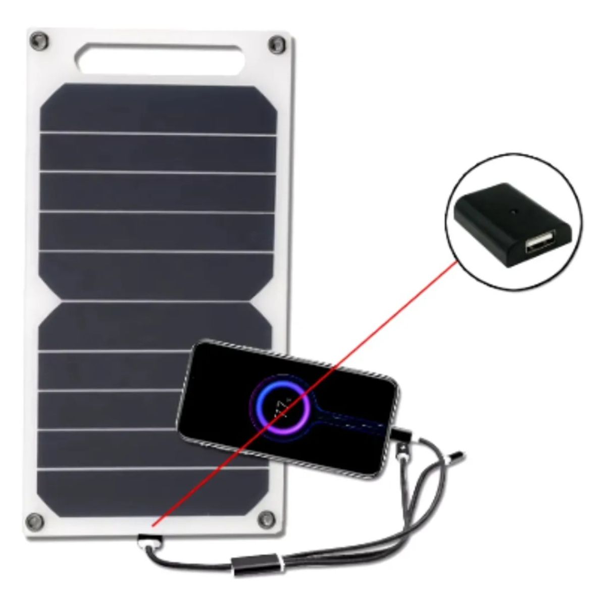GENERICO - Panel solar portátil para cargar móviles con USB 6W
