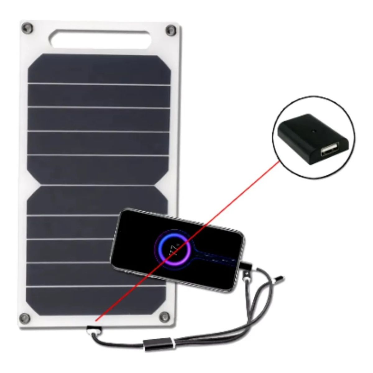 GENERICO - Panel solar portátil para cargar móviles con USB 6W