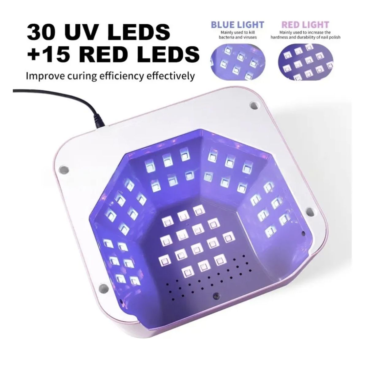 GENERICO - Secador Uña Uv Led Lampara Manicure Profesional 288w Rosa